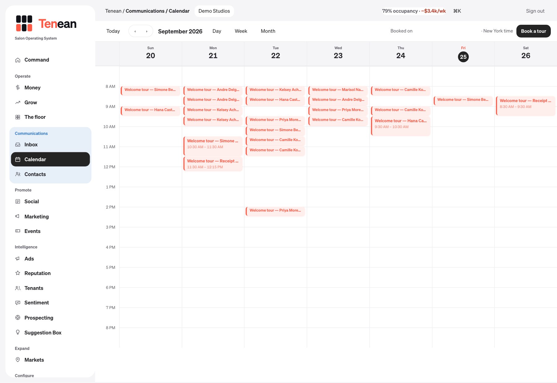 The calendar: every booking on your real calendar