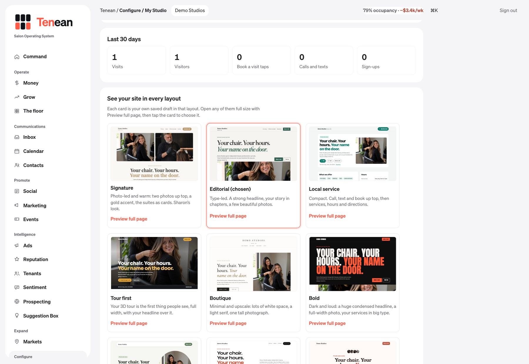 Your website: what it brought in, and your site in every layout